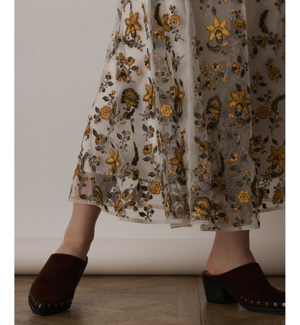 GRACE CONTINENTAL「サラサ刺繍チュールスカート」|スカート|