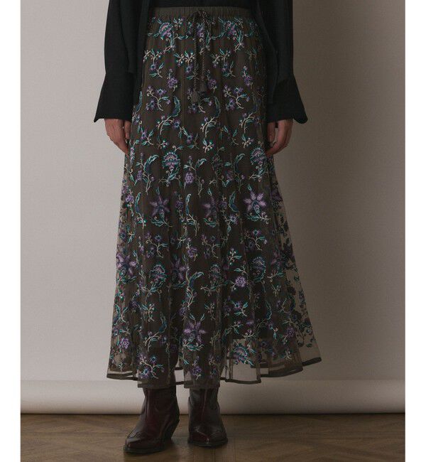 GRACE CONTINENTAL「サラサ刺繍チュールスカート」|スカート|