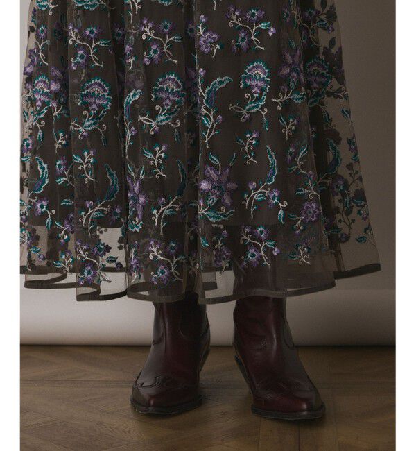 GRACE CONTINENTAL「サラサ刺繍チュールスカート」|スカート|