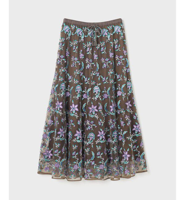 GRACE CONTINENTAL「サラサ刺繍チュールスカート」|スカート|