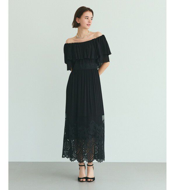 Grace Class「ラッフルレース切替マキシ」|ワンピース|ブラック