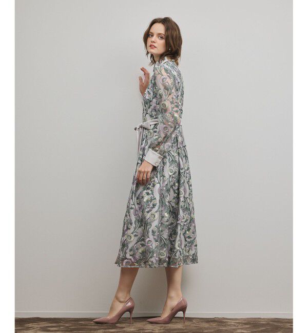 GRACE CONTINENTAL「マルチフラワー刺繍フレアワンピース」|ワンピース|