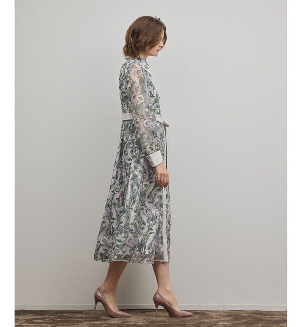 GRACE CONTINENTAL「マルチフラワー刺繍フレアワンピース」|ワンピース|