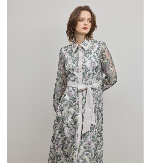 GRACE CONTINENTAL「マルチフラワー刺繍フレアワンピース」|ワンピース|