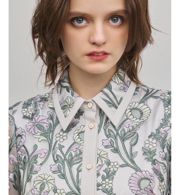 GRACE CONTINENTAL「マルチフラワー刺繍フレアワンピース」|ワンピース|