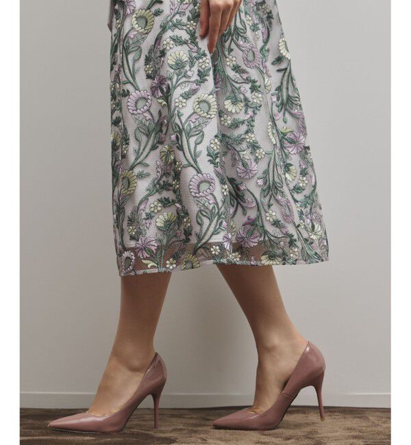 GRACE CONTINENTAL「マルチフラワー刺繍フレアワンピース」|ワンピース|