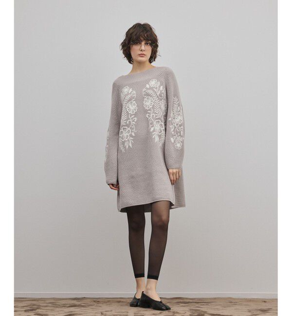 GRACE CONTINENTAL「エンブロイダリーニットワンピース」|ワンピース|