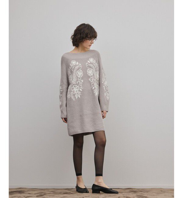 GRACE CONTINENTAL「エンブロイダリーニットワンピース」|ワンピース|