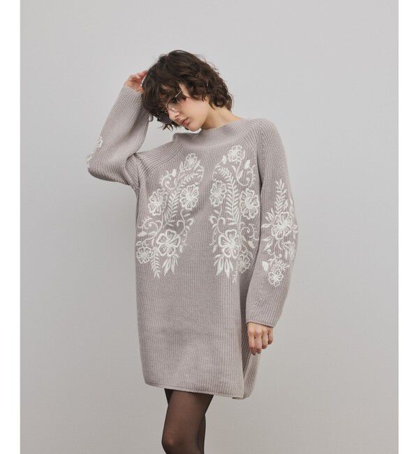 GRACE CONTINENTAL「エンブロイダリーニットワンピース」|ワンピース|