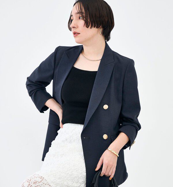 NOLLEY'S sophi「《セットアップ対応》ウォッシャブルスラブオックスダブルジャケット」|テーラードジャケット|