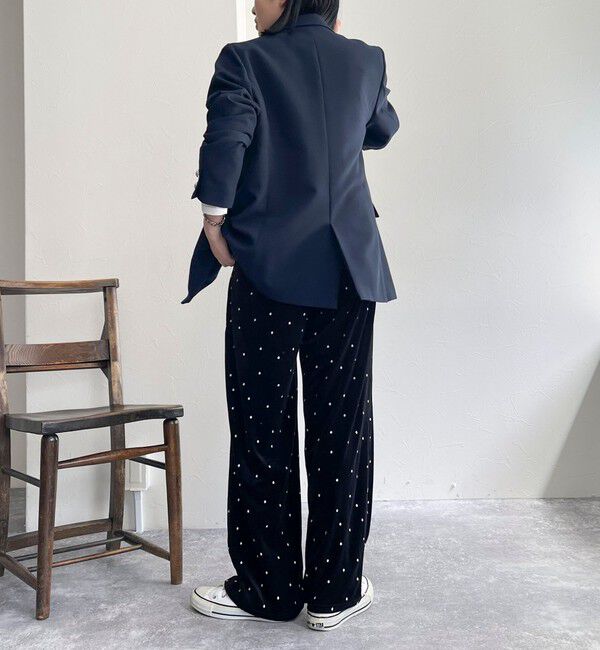 fredy emue「《セットアップ対応》ベロアドット刺繍イージーパンツ」|チノ|