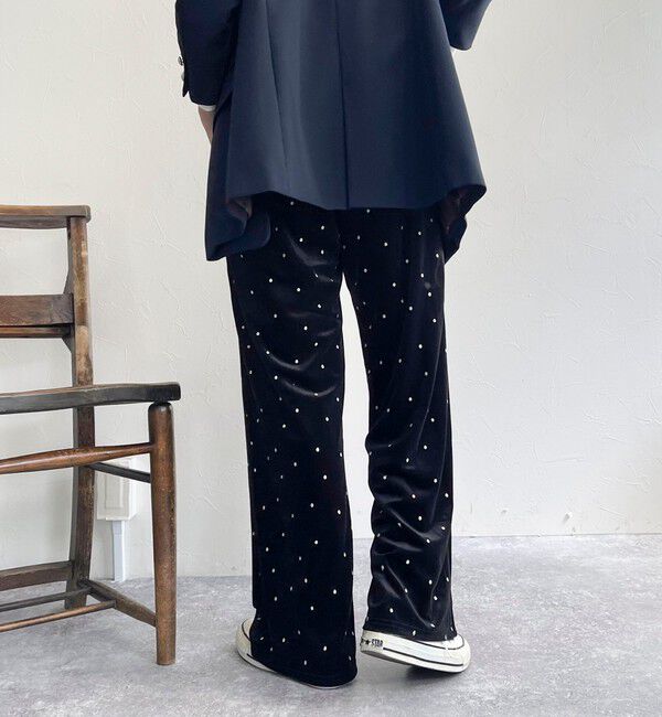 fredy emue「《セットアップ対応》ベロアドット刺繍イージーパンツ」|チノ|