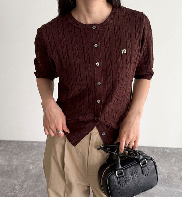 fredy emue「FR刺繍ケーブル柄半袖カーディガン」|カーディガン|
