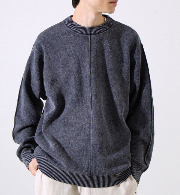 GLOSTER「【縫製が魅せる主役ディテール】表リンキングクルーニット アシッド加工」|ニット・セーター|