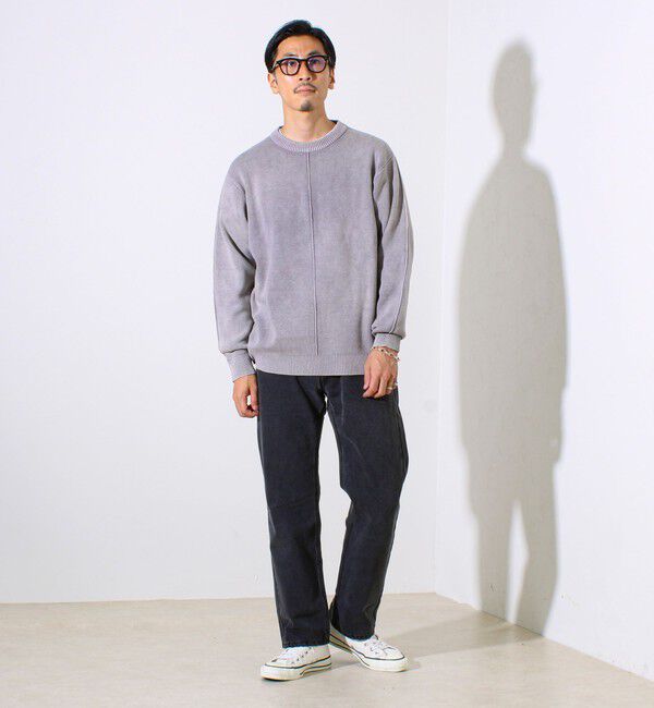 GLOSTER「【縫製が魅せる主役ディテール】表リンキングクルーニット アシッド加工」|ニット・セーター|