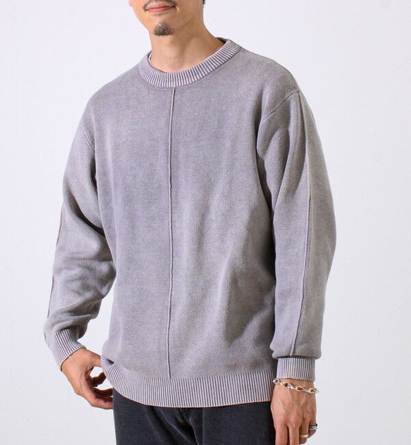 GLOSTER「【縫製が魅せる主役ディテール】表リンキングクルーニット アシッド加工」|ニット・セーター|