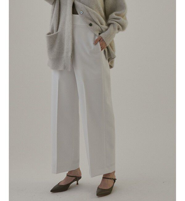 SALON adam et rope'「エコツイルスタイルアップワイドパンツ【洗える】」|チノ|シロメイン