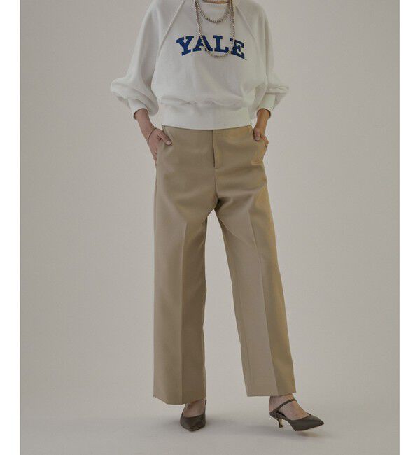 SALON adam et rope'「エコツイルスタイルアップワイドパンツ【洗える】」|チノ|ベージュ
