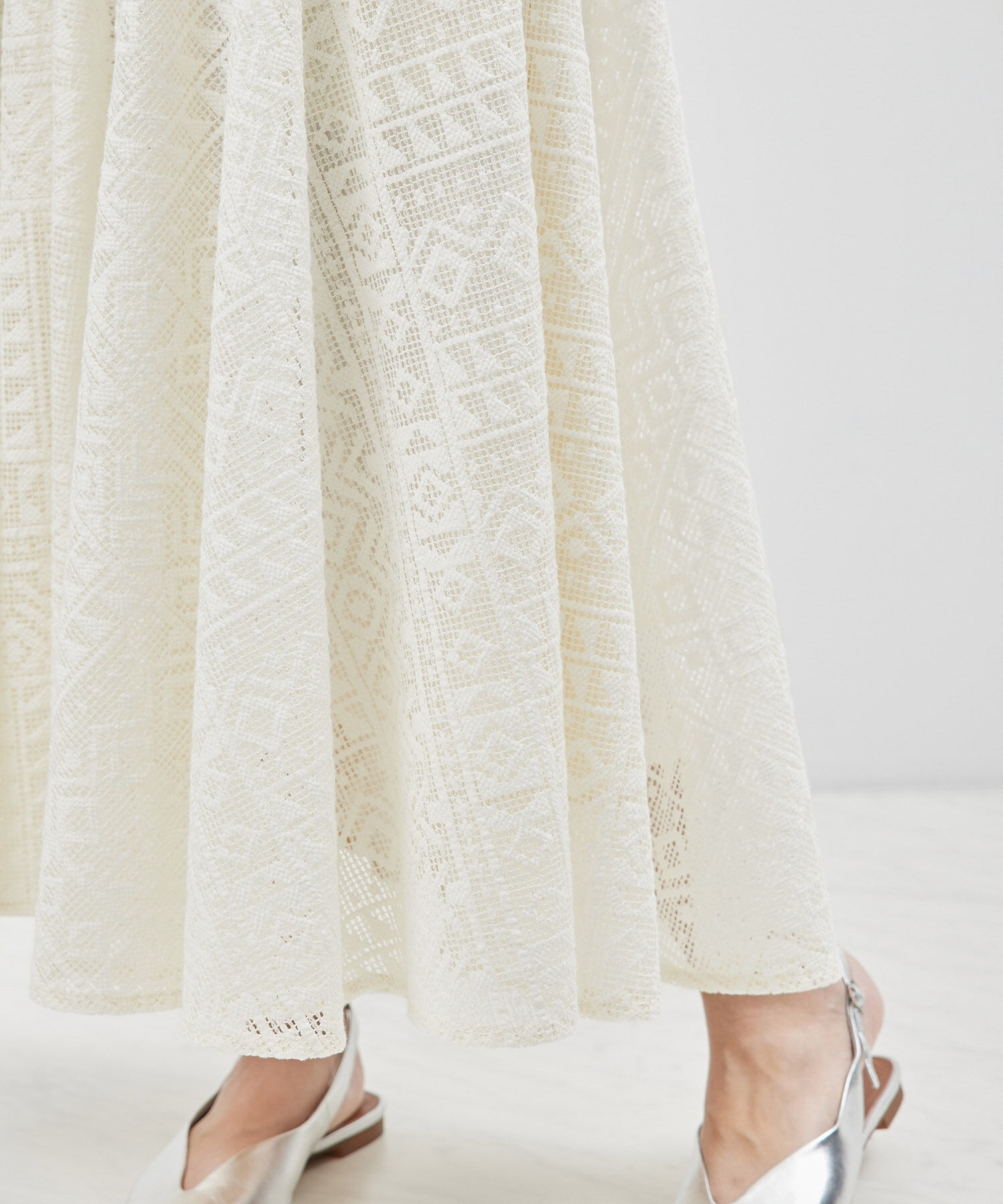 ROPE「ジオメトリックレースフレアスカート【セットアップ対応】【雑誌掲載】【メディア掲載】」|スカート|