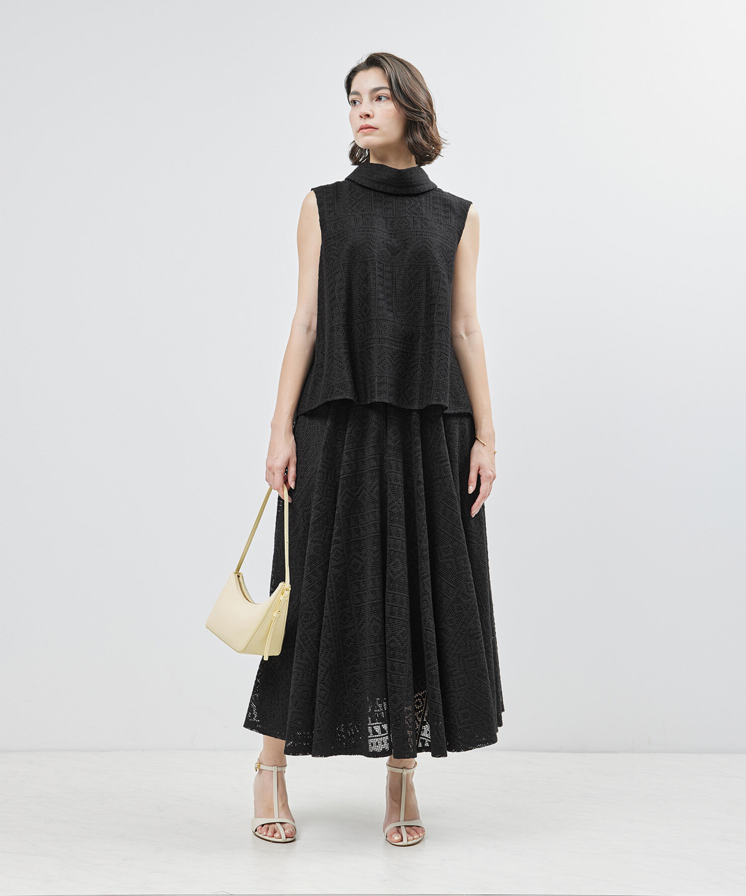 ROPE「ジオメトリックレースフレアスカート【セットアップ対応】【雑誌掲載】【メディア掲載】」|スカート|