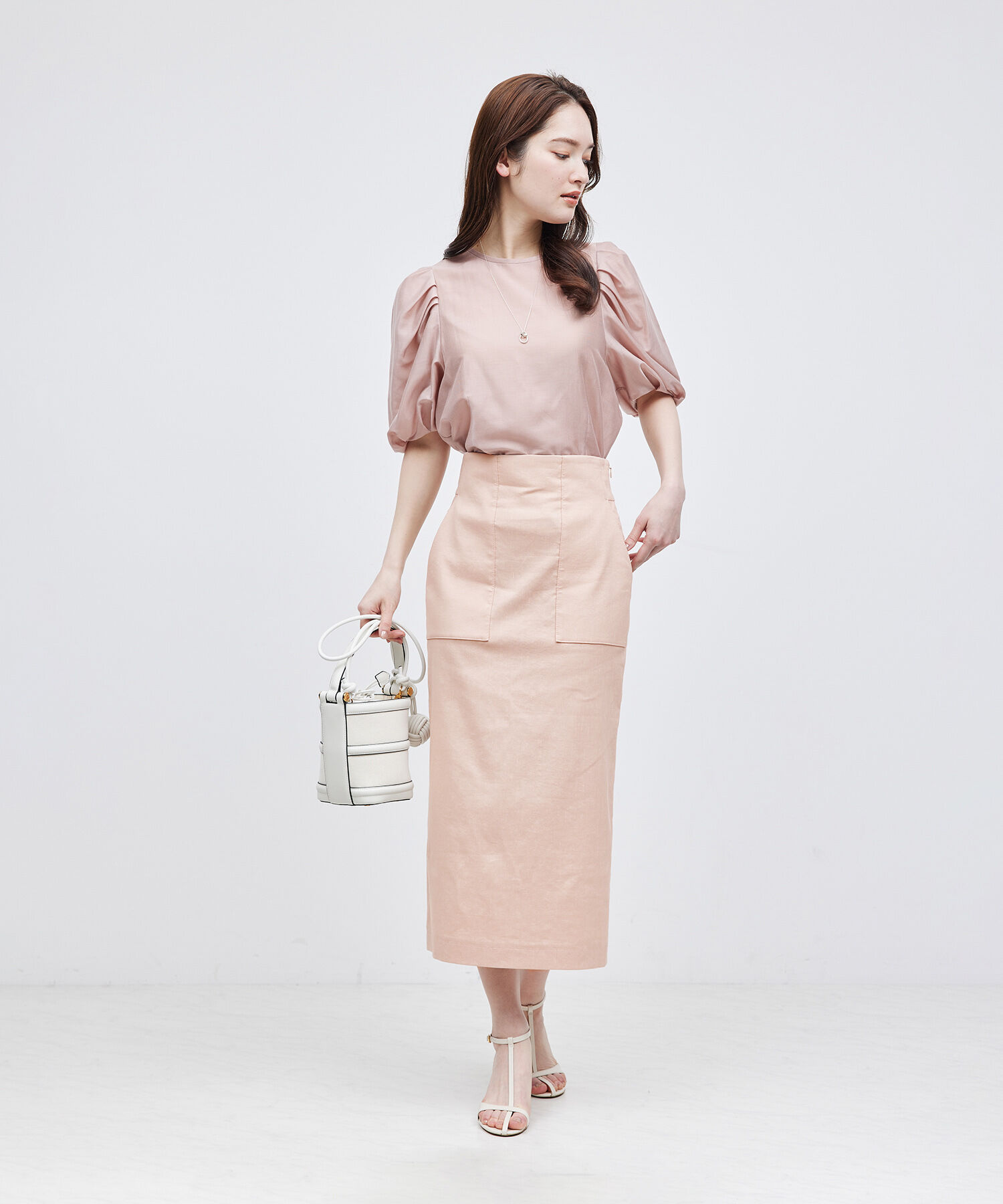 ROPE「リネンストレッチポケット付きタイトスカート/24SS【一部WEB限定】【雑誌掲載】【メディア掲載】」|スカート|