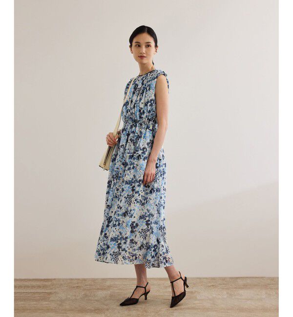 ROPE「フェイディドフラワープリント・無地ドレス/洗える」|ワンピース|