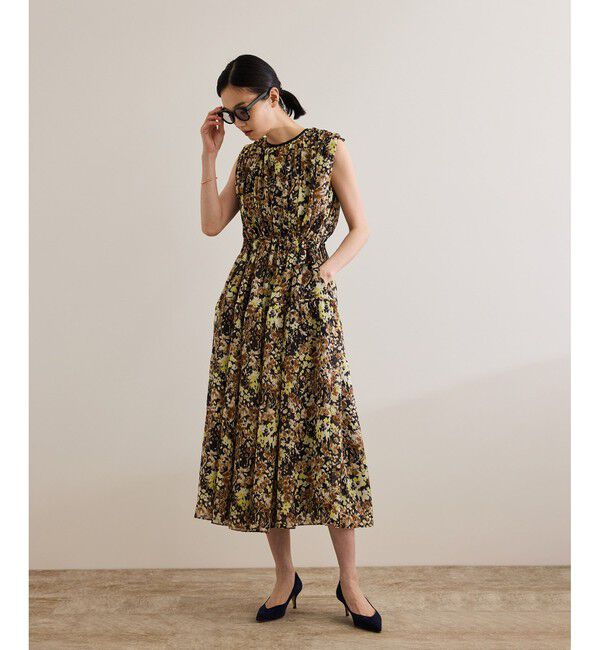 ROPE「フェイディドフラワープリント・無地ドレス/洗える」|ワンピース|