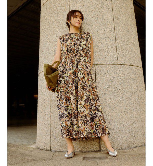 ROPE「フェイディドフラワープリント・無地ドレス/洗える」|ワンピース|