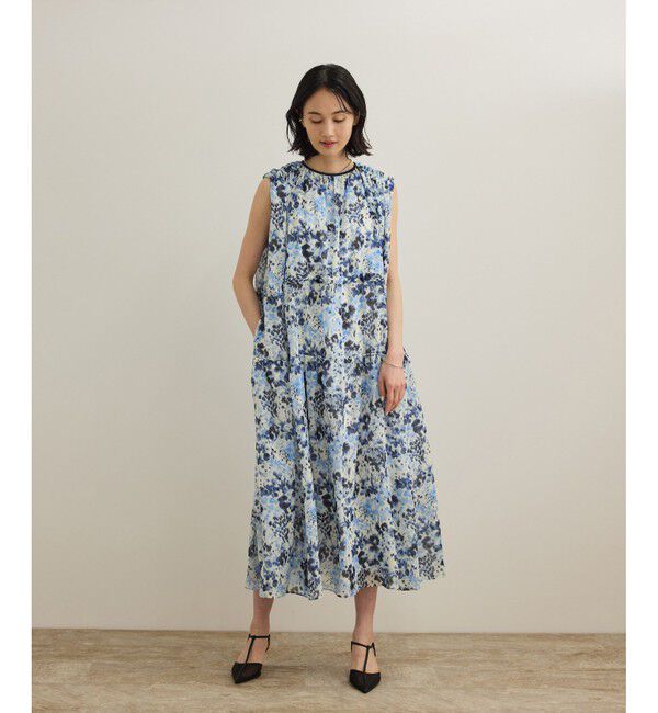 ROPE「フェイディドフラワープリント・無地ドレス/洗える」|ワンピース|