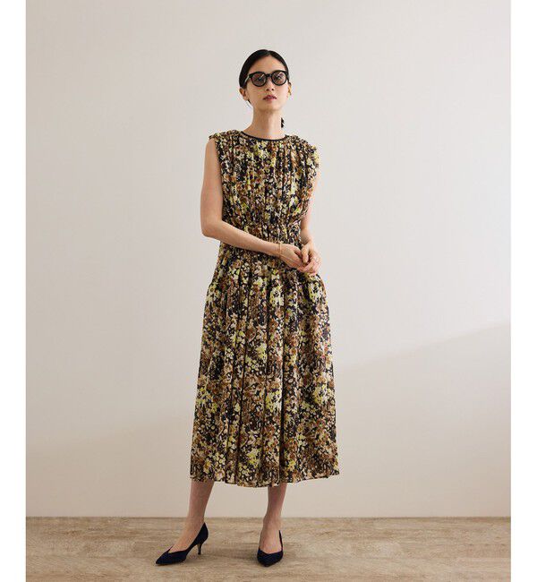 ROPE「フェイディドフラワープリント・無地ドレス/洗える」|ワンピース|