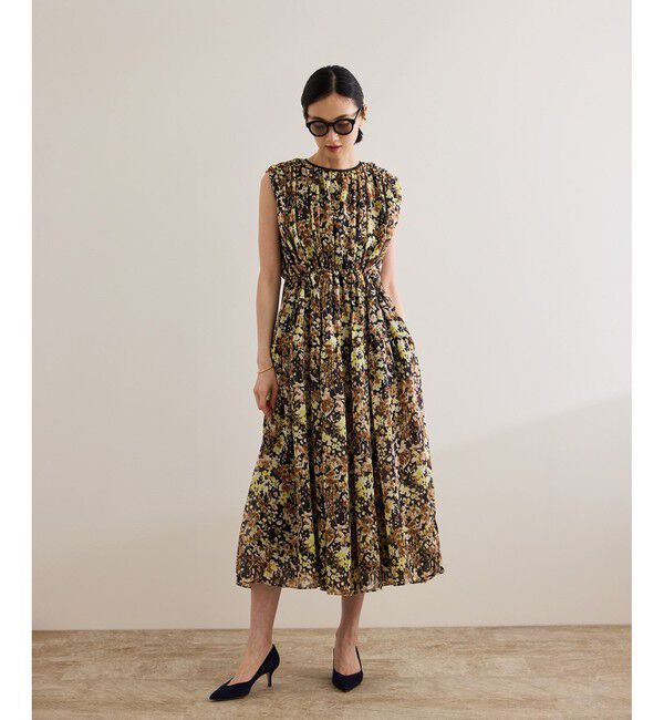 ROPE「フェイディドフラワープリント・無地ドレス/洗える」|ワンピース|