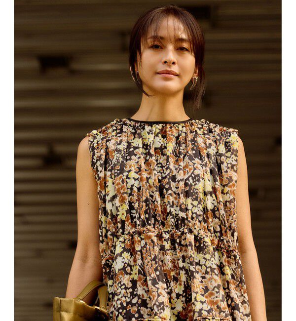 ROPE「フェイディドフラワープリント・無地ドレス/洗える」|ワンピース|