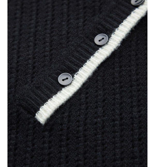 ROPE「カシミヤ混 透かし柄バイカラーニット/イージーケア」|ニット・セーター|