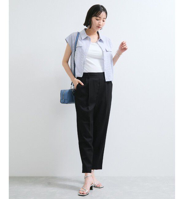 VIS「【接触冷感/洗える】 リラックステーパードパンツ」|チノ|