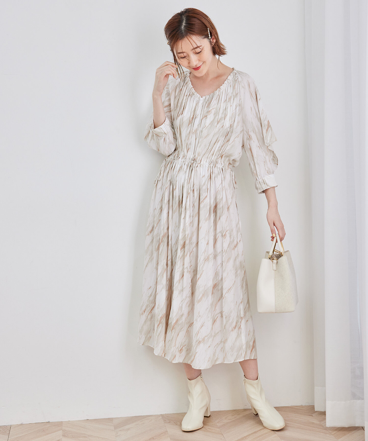 Rope&rsquo;Picnic「【一部店舗限定】【Mon E&rsquo;toile/モンエトワール】ストーンプリントギャザーDRESS」|ドレス|