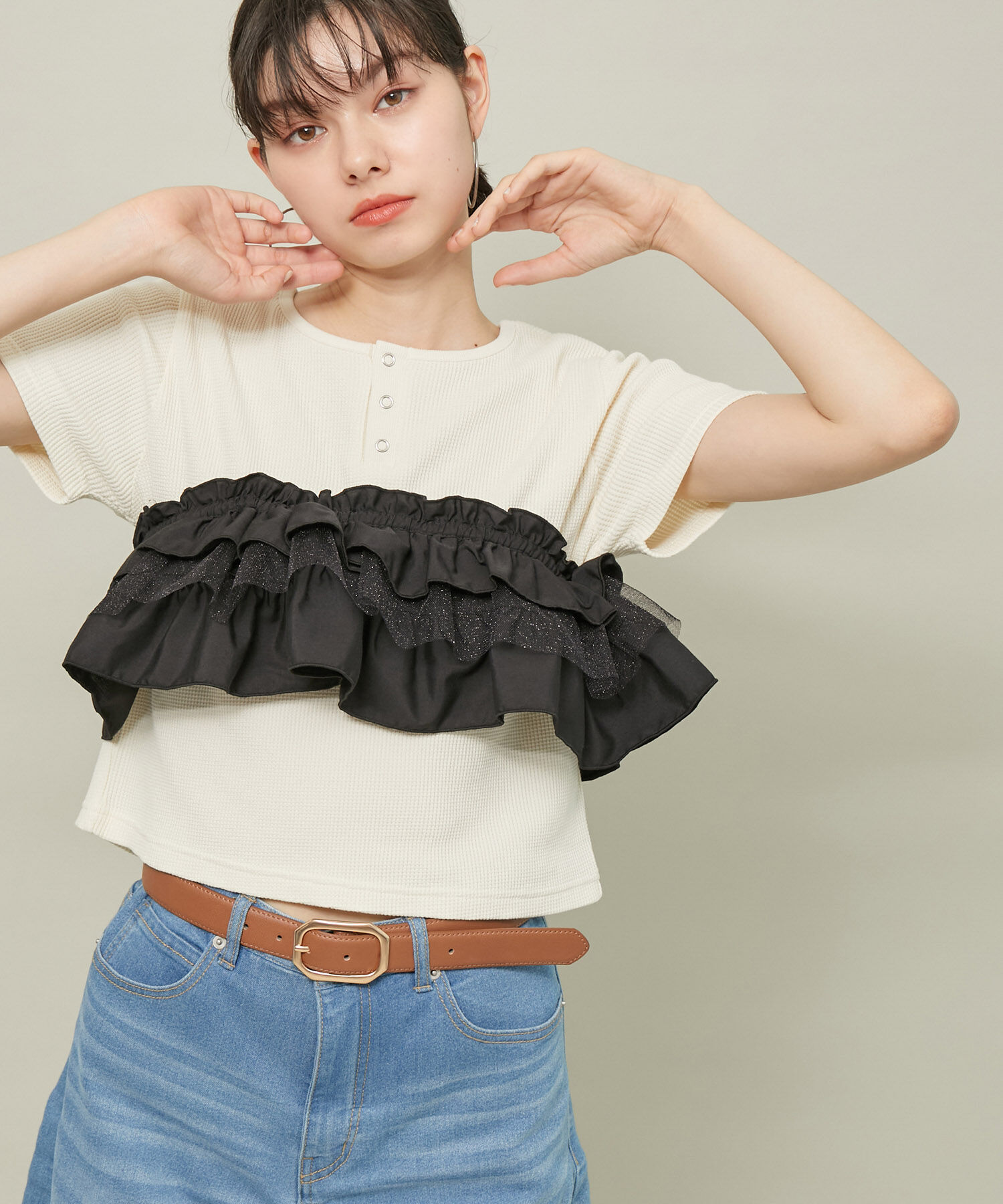 ROPE' PICNIC R「ラメチュールドッキングフリルビスチェ/リンクコーデ」|マフラー|