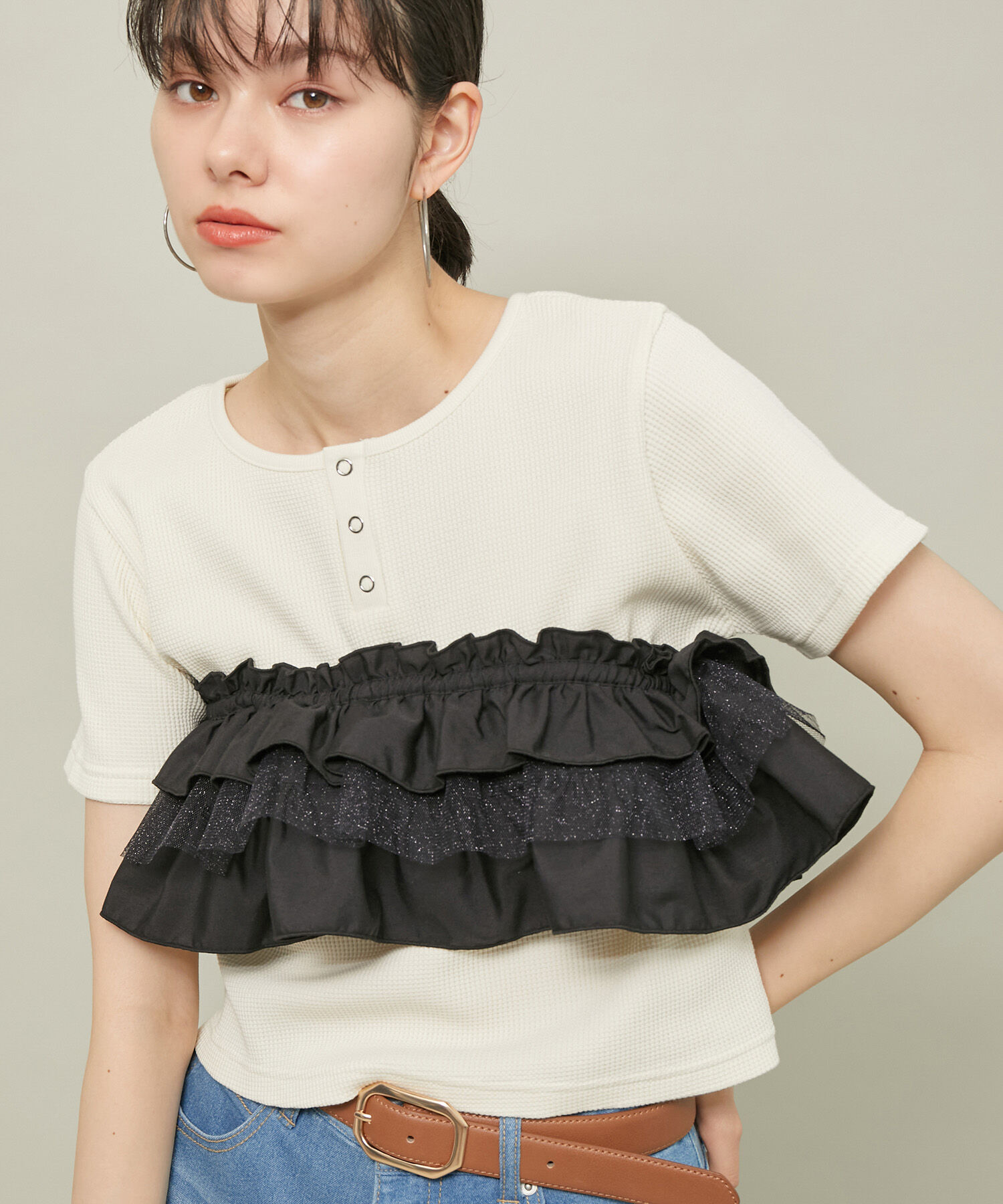 ROPE' PICNIC R「ラメチュールドッキングフリルビスチェ/リンクコーデ」|マフラー|