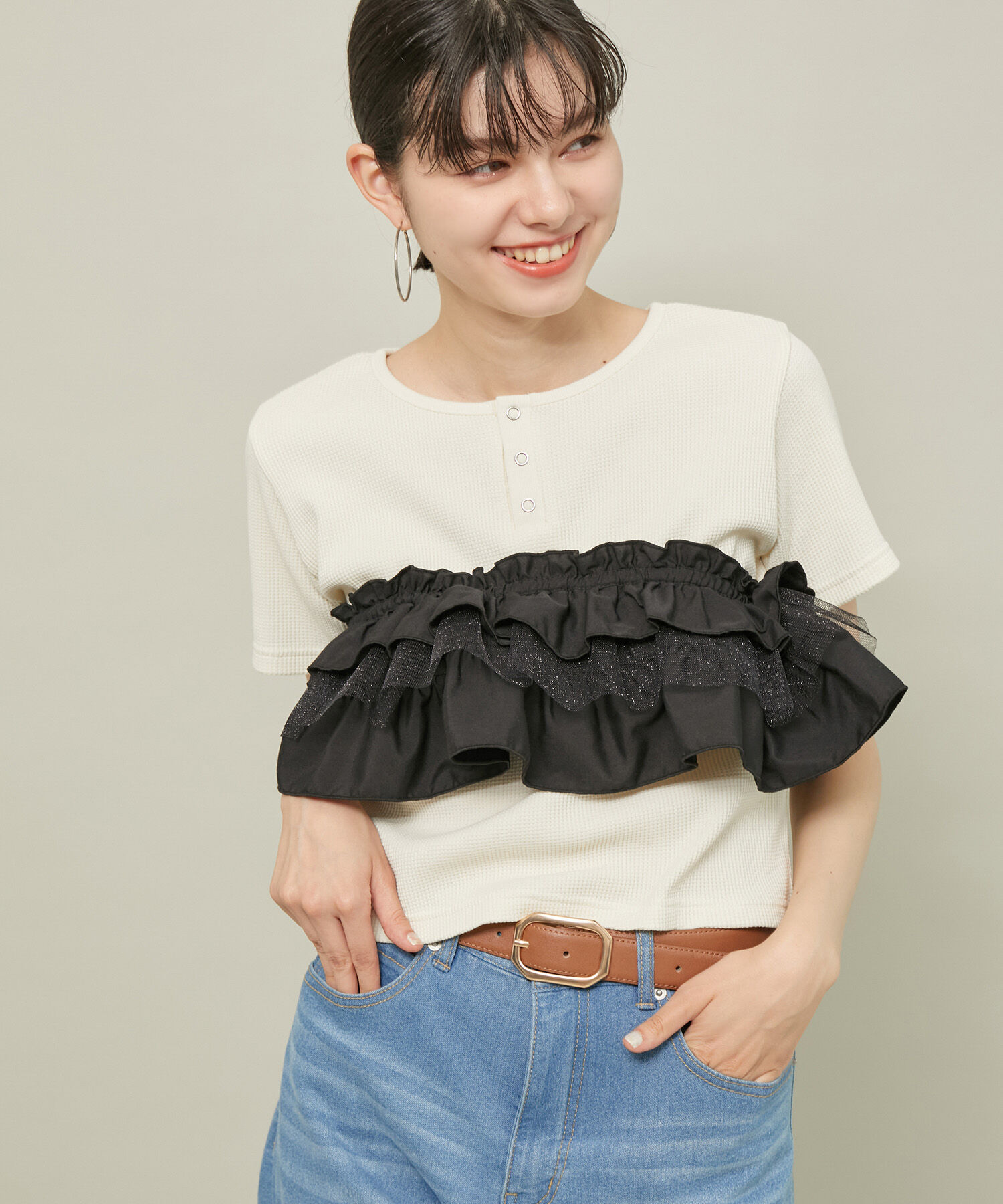 ROPE' PICNIC R「ラメチュールドッキングフリルビスチェ/リンクコーデ」|マフラー|