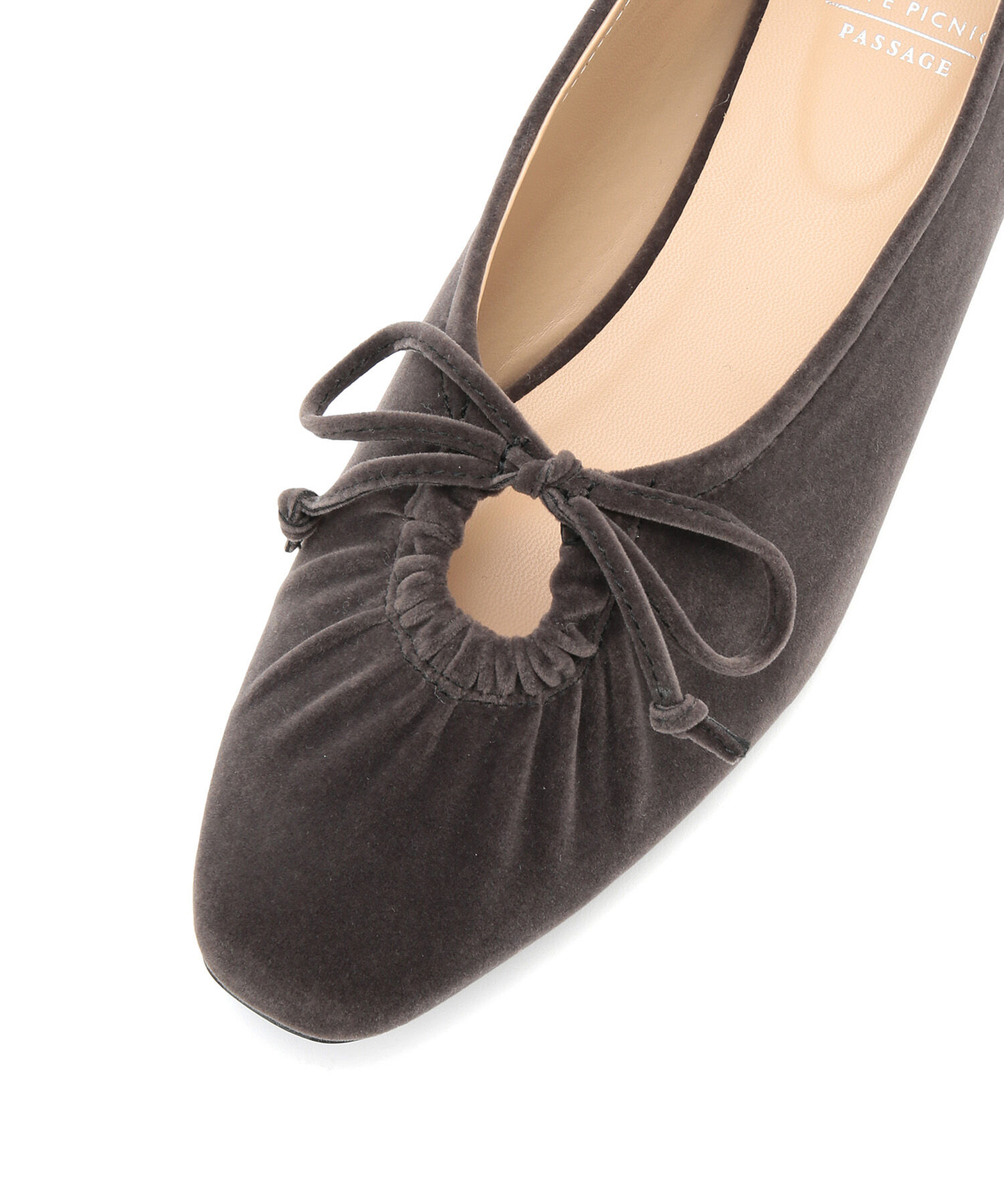 ROPE PICNIC PASSAGE「リボンギャザーベロアパンプス」|パンプス|