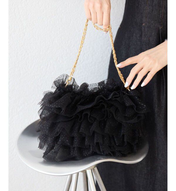 ROPE PICNIC PASSAGE「キラキラシアーフリルチェーンショルダーバッグ」|ショルダー・メッセンジャー|クロメイン