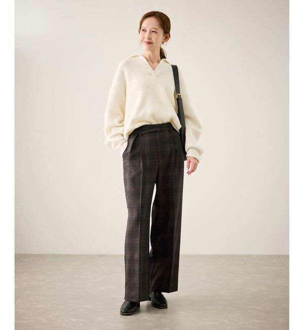 Rope&rsquo;Picnic「裏起毛無地＆チェックアソートワイドパンツ/防シワ」|チノ|