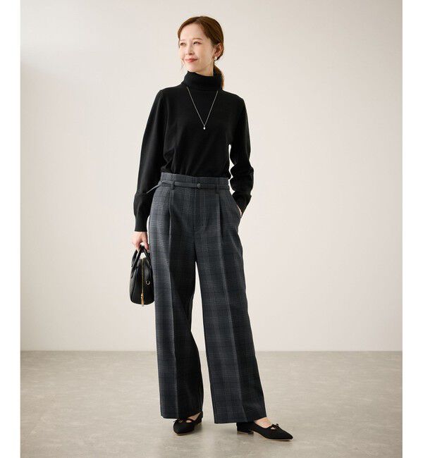 Rope&rsquo;Picnic「裏起毛無地＆チェックアソートワイドパンツ/防シワ」|チノ|