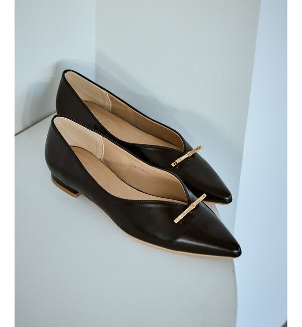 ROPE PICNIC PASSAGE「メタルリボンＶカットフラットパンプス」|パンプス|