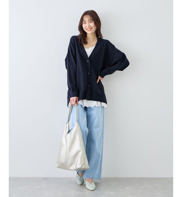 Rope&rsquo;Picnic「Vネックミドル丈フォルムカーディガン」|カーディガン|