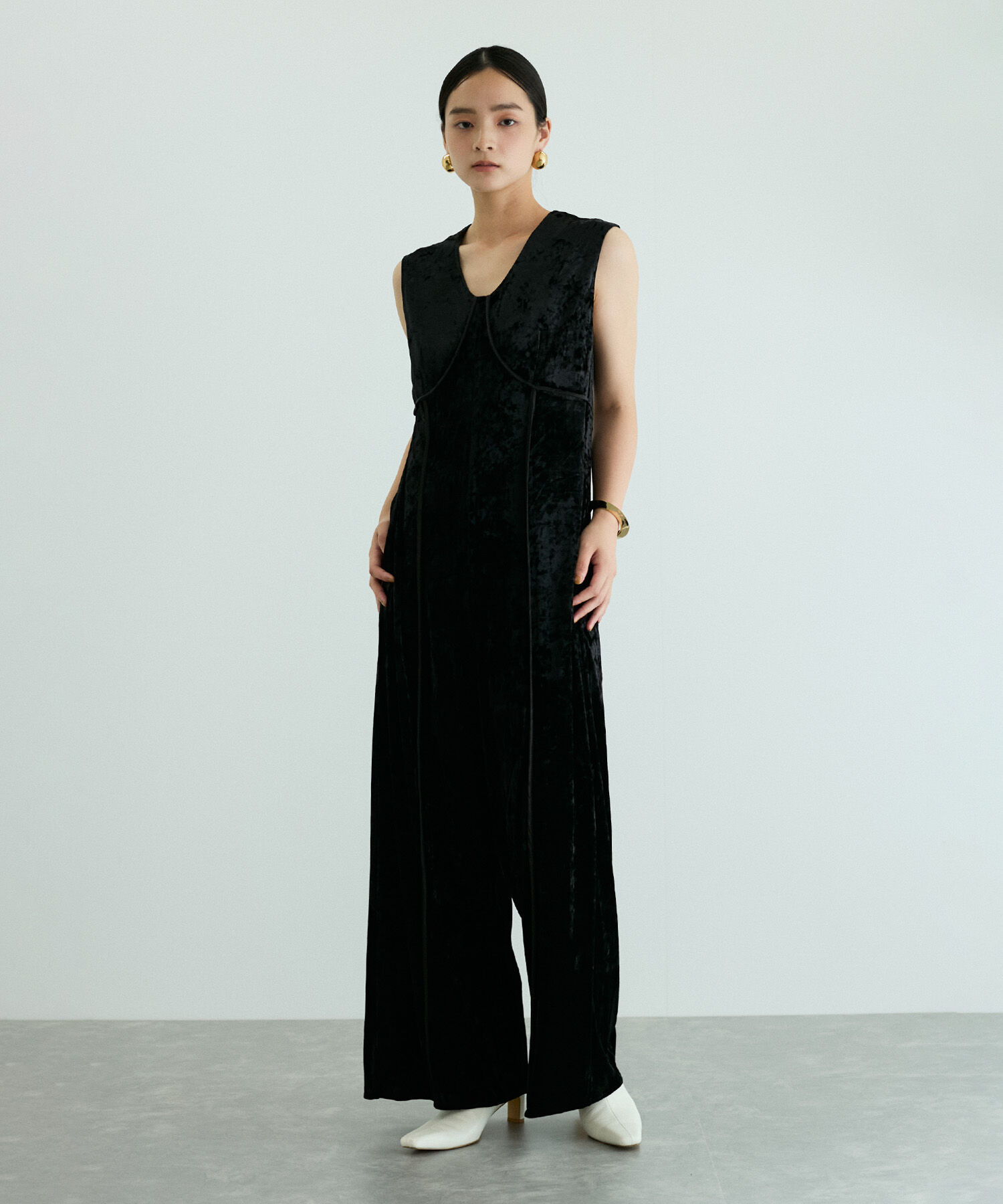 ADAM ET ROPE'「ベロアロンパース」|オールインワン|