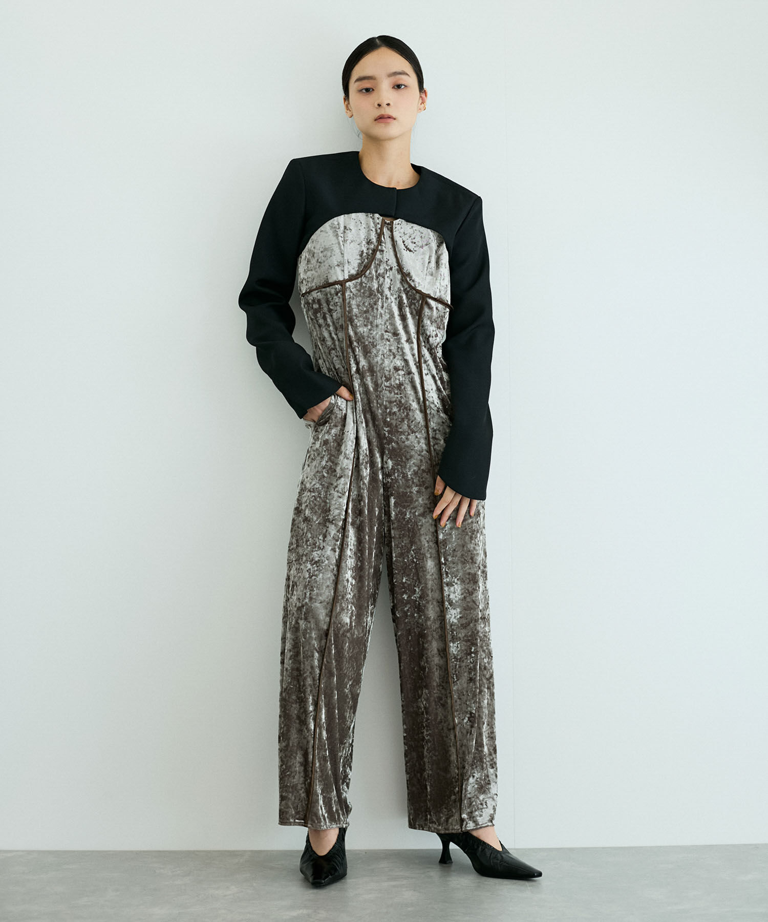 ADAM ET ROPE'「ベロアロンパース」|オールインワン|