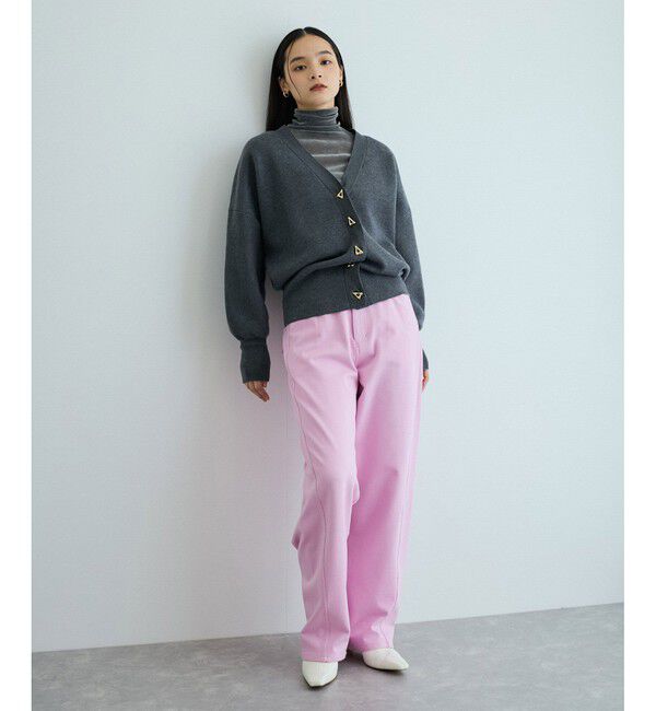 ADAM ET ROPE'「トライアングルボタンミドルカーディガン」|カーディガン|