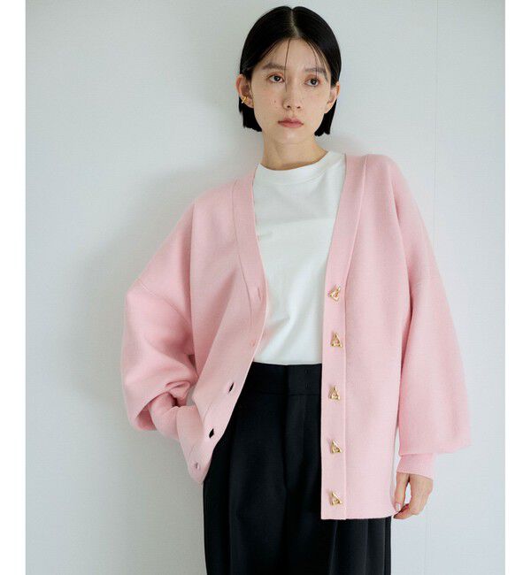 ADAM ET ROPE'「トライアングルボタンミドルカーディガン」|カーディガン|ピンク系サブ