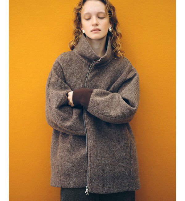 ADAM ET ROPE'「ヘリンボンツイードボンディングコーディガン」|その他|ブラウン系(23)