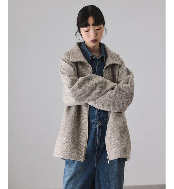 ADAM ET ROPE'「ヘリンボンツイードボンディングコーディガン」|その他|ベージュ系(28)